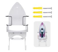 Kuanght Ironing Board Holder Wall Mount Electric Iron Hanger Rack with Coat Hook, Household Bathroom Iron Shelf Laundry Room Ironing Board Rack 13x 15.5x 36cm(White)