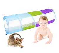 Kuanght Kid Crawling Tunnel Baby Pop Up Play Tunnel with Mesh Window, Game Channel Tent 6-ft Collapsible Crawl Toy for Children or Dog Cat Pets