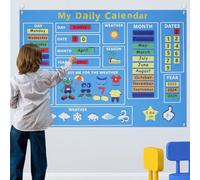 Kuanght My Daily Calendar Felt Board for Toddlers, 100 x 70cm Today Calendar Chart Hanging Boards with Seasons, Weather, Months, Preschool Educational Early Learning Kit for Boys Girls