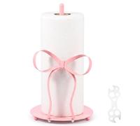 Kuanght Pink Bow Paper Towel Holder, Metal Tissue Holder Stand, 18x30.5cm