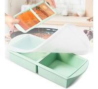 Kuanght Silicone Freezer Tray with Lid, Food Storage Molds, Large Ice Cube Tray, Freezer Container for Soup, Sauce, Broth,Leftovers, Baby Food (2 grids)