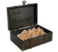 Kuanght Vintage Treasure Chest 23.5 × 16.5 × 9.5cm Wooden Treasure Box with Combination Lock, Pirate Storage Box for Pirate Party Treasures Hunting Birthday Christmas Decor and Photography Props