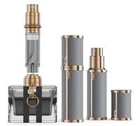 kuangre Perfume Travel Refillable Bottle, Leak-proof 10ml Atomizer, Portable Size Sprayer Bottle, Genuine Leather Bottom-Filling Fragrances Perfume Atomizer for Women Men Trip Gift.