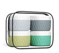 Kuangre Travel Containers for Toiletries, Silicone Cream Jars BPA-Free, TSA Approved 2oz Travel Size Containers, Leak-proof Travel Essentials with Lid for Cosmetic Face Hand Body Cream (4 Pack)