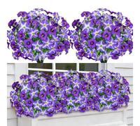 KUANINUNAR 12PCS Artificial Flowers Outdoor Fake Flowers Spring Summer Decor Artificial Morning Glory UV Resistant Silk Petunia Flower Faux Greenery Shrubs Plants for Porch Garden Window Decor