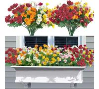 KUANINUNAR Artificial Daisy Flowers for Outdoor SpringDecoration 8 Bundles No Fade Fake Flowers Silk Faux Artificial FlowersUV Resistant Faux Greenery Shrub Plant for Home Indoor Wedding Party Decor