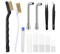 KuanStore 26-Piece 3D Printer Nozzle Cleaning Kit - 20 Stainless Steel Pins (5 Sizes), 2 Copper Wire Brushes, 2 Tweezers, 2 L-Shaped Wrenches