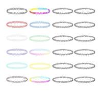 KUAOOAUK 24Pcs Choker Necklace, Stretch Tattoo Choker, Elastic Neon Chokers, Chokers for Women Lady Girls Teen Children Birthday Party Wedding Gothic Colorful Black