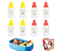KUAOOAUK 8PCS Mini Ketchup Bottles, 25ml Refillable Plastic Condiment Squeeze Bottles, Portable Small Sauce Bottle with Leakproof Screw Cap for Honey Sauce Salad Oil Ketchup