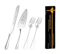 KUAOOAUK Wedding Cake Knife and Server Set, Silver Cake Cutting Set for Wedding, Stainless Steel Cake Knife Set with Forks with Gift Box, Cake Cutter Set and Pie Server for Engagement Anniversary