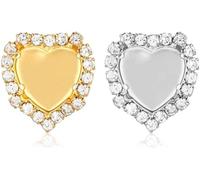 KUARWDVF Resin Button, 10pcs Empty Golden Claw Setting Sew on Rhinestone Base Sewing DIY Craft Crystal Buttons(White K Claw,Heart 14mm)