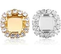 KUARWDVF Resin Button, 10pcs Empty Golden Claw Setting Sew on Rhinestone Base Sewing DIY Craft Crystal Buttons(White K Claw,Square 8mm)