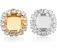 KUARWDVF Resin Button, 10pcs Empty Golden Claw Setting Sew on Rhinestone Base Sewing DIY Craft Crystal Buttons(Golden Claw,Square 14mm)