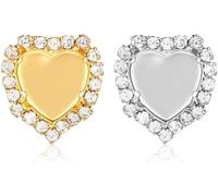 KUARWDVF Resin Button, 10pcs Empty Golden Claw Setting Sew on Rhinestone Base Sewing DIY Craft Crystal Buttons(White K Claw,Heart 16mm)