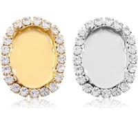 KUARWDVF Resin Button, 10pcs Empty Golden Claw Setting Sew on Rhinestone Base Sewing DIY Craft Crystal Buttons(White K Claw,Oval 13x18mm)