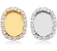 KUARWDVF Resin Button, 10pcs Empty Golden Claw Setting Sew on Rhinestone Base Sewing DIY Craft Crystal Buttons(White K Claw,Oval 10x14mm)