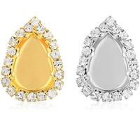 KUARWDVF Resin Button, 10pcs Empty Golden Claw Setting Sew on Rhinestone Base Sewing DIY Craft Crystal Buttons(White K Claw,Drop 10x14mm)