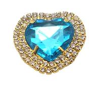 KUARWDVF Resin Button, Rhinestone Buttons 36mm Rhinestone Heart-Shaped Pendant Flat Back Decorative Button Crafts DIY Jewelry Wedding Bride Bouquet Invitation.(Lake Blue)