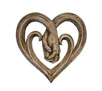 Kuashidai Heart Holding Hands Wall Decor Wooden Sculpture Inspiring Wall Art Handshake Craft Statue for Home Office Decoration 30 X 30cm
