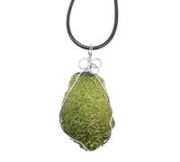 Kuashidai Moldavite Crystal Pendant Necklace Irregular Natural Energy Stone Necklace Czech Crystal Pendant Necklace Gift for Women Girls