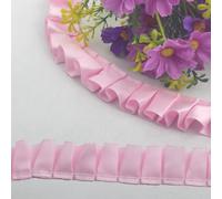 Kuasting 10 Yards Satin Ruffle Trim Fabric Trims 1 inch Wide Pink Ruffle Stretch Elastic Edging Trim Pleated Fabric Lace Ribbon for DIY Dress Headwear Decoration and Gift (Pink)
