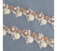 Kuasting 2 Yard Vintage Pearl Flower Ribbon Scallop Edge Trim Sewing Lace Trim Handmade DIY Sewing Supplies for Dress Embellishment (Pearl lace)