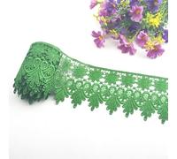 Kuasting 7.5 Yards Floral Lace Edge Trim 9CM Lace Clothing Width Europe Chips Pattern Inelastic Embroidery Lace Trim for Sewing Making, DIY Crafts, Gift Wrapping, Wedding Decor (Green)