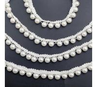 Kuasting 9.1m Synthetic Pearl Fringe Trim - Vintage Style - White Lace Edging Ribbon for Wedding Party Decoration (30ft)