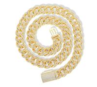 KUATBVL 14K Gold Over S925 Eye Design Men's Hip-Hop Necklace with Micro-Pave Moissanite Cuban Chain, Street Style Bling Gift
