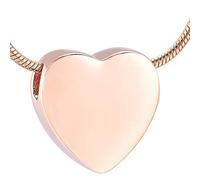 KUATBVL Cremation Jewelry UrnHigh Polished Mini Blank Heart Pendant Cremation Necklace Memorial Urn pet Human a Little Ashes Keepsake Jewelry Locket Funnel-Rose Gold_only Pendant