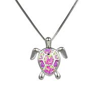 KUATBVL Girls jewelry turtle pendant necklaces for women filled blue green white fire opal necklace wedding jewelry Made in China Decorations