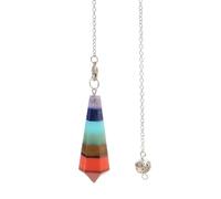 KUATBVL Natural Stone 7 Chakra Pendant Natural Dowsing Pendulum Necklaces Rainbow Layered Spiritual Amulet-E-3 No Chain