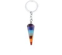 KUATBVL Natural Stone 7 Chakra Pendant Natural Dowsing Pendulum Necklaces Rainbow Layered Spiritual Amulet-E-3 No Chain