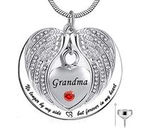KUATBVL No Longer by My Side, but Forever in My Heart Stainless Steel Memorial Cremation Urn Pendants Necklace for Ashes - Grandma