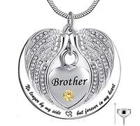 KUATBVL No Longer by My Side, but Forever in My Heart Stainless Steel Memorial Cremation Urn Pendants Necklace for Ashes - brother