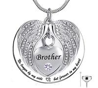 KUATBVL No Longer by My Side, but Forever in My Heart Stainless Steel Memorial Cremation Urn Pendants Necklace for Ashes - brother