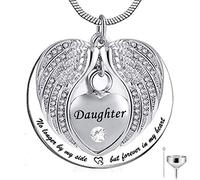 KUATBVL No Longer by My Side, but Forever in My Heart Stainless Steel Memorial Cremation Urn Pendants Necklace for Ashes -daughter