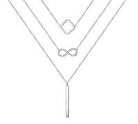 KUATBVL S Layered Necklaces Multi 3 Layer Circle Bar Boho Long Triple Choker Pendant Necklace Jewerly Gift for Women