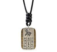 KUATBVL Two Tone 925 Sterling Silver Ancient Egyptian Gods Anubis Horus Pendant Necklace with Hieroglyphics for Men Women 60cm Chain