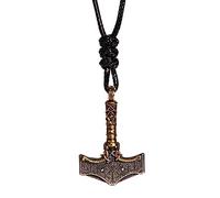 KUATBVL Viking Thor's Hammer Mjolnir Necklace for Men Women 925 Sterling Silver Amulet Protection Pendant with Vegvisir Compass Norse Jewelry