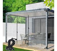 Outdoor Clear Tarp Curtain with Zip Door Waterproof Curtains Heavy Duty PVC Tarpaulin Panel for Pergola, Porch, Gazebo, Customizable (Color : Clear, Size : 3x2m/9.8x6.5ft)