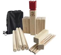 Kubb Outdoor Game | Viking Game Rubber Wood Garden Throwing Toy with Carry Bag (30 x 5 x 5 cm-King)