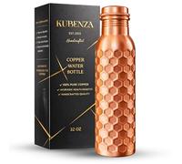 KUBENZA Pure Copper Water Bottle 32 oz | 100% Solid Uncoated & Lacquer Free | Handmade Ayurvedic Copper Bottle for Drinking Water | Leak-Proof | Reusable for Home, Office & Yoga