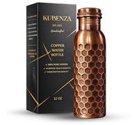 KUBENZA Pure Copper Water Bottle 32 oz | 100% Solid Uncoated & Lacquer Free | Handmade Ayurvedic Copper Bottle for Drinking Water | Leak-Proof | Reusable