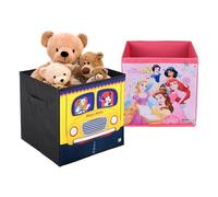 Kuber Industries 2 Pack Square Toy Storage Box | Drawer Storage Box with Handle | Cabinet Organizer for Clothes, Books, Toys, Stationery | Disney Print |
