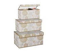 Kuber Industries 3 Pcs Storage Box with Transparent Lid | Small, Medium & Large Sizes | Foldable Almirah Closet Organizer Boxes for Toys & Book Storage | Cupboard/Wardrobe Organiser | White
