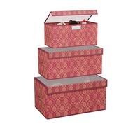 Kuber Industries 3 Pcs Storage Box with Transparent Lid | Small, Medium & Large Sizes | Foldable Almirah Closet Organizer Boxes for Toys & Book Storage | Cupboard/Wardrobe Organiser | Maroon