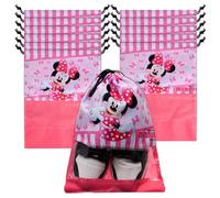 Kuber Industries Disney Minnie Shoe Cover | Travel Shoe Storage Bags | Polyester Storage Bag | Drawstring Shoe Cover | Shoe Organizer with Clear window | Pack of 12 | Pink