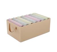 Kuber Industries Foldable Cloth Organizer for Storage with Steel Frame & Sturdy Handles | Durable & Space-Saving Dress Organizer Boxes for Cupboard, Shelves & Wardrobes | LJ-2-BG | Beige