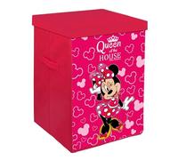 Kuber Industries Foldable Laundry Basket for Clothes with Lid | Disney Queen Of The House Print | Cloth Storage Box for Washing | Toy Storage Organizer | 45 LTR | Pink